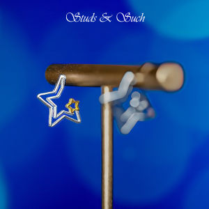 [Studs & Such] 925 Silver Two-Toned Double Stars Stud Earrings