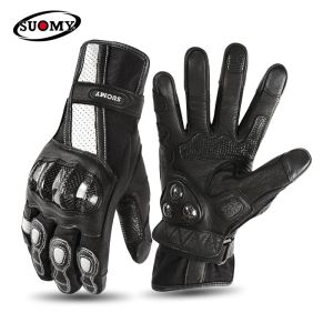SUOMY Motorcycle Gloves Men Women Genuine Leather Ventilated Wear-Resistant Anti-Slip Racing Riding Gear Moto Gloves for Men Women