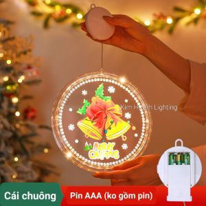 (Không kèm pin) Đèn led 3D treo cửa treo tường nhiều màu sắc trang trí Giáng Sinh Noen