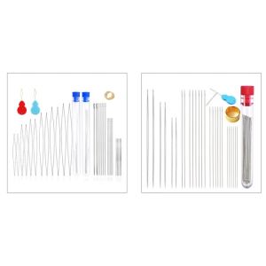 Kirilgu Beading Needles Set Big Eye Beading Needles Long Straight Beading Needles with Thimble Needle Bottles Sewing Supply X2Z8B