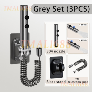 [✅SG Ready Stock] 304 Stainless Steel Bidet Spray Set - Bathroom Shower Toilet Water Sprayer Gun Head Hose 2 Adjustment Elegant Stainless Steel Bathroom Faucet with High-Pressure Spray Head