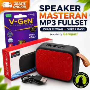 SEMPATI MP3 Speaker Masteran Burung Fullset 50 Isian Memory V-Gen 4GB Super Bass Baterai 400mAh Audio Digital Suara Burung Gacor Murai Batu Kacer Cendet Lovebird Pleci Kenari Cucak Ijo Ciblek Prenjak Anis Kolibri Cililin Kapas Tembak