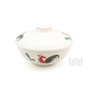 KOPIN Mangkok Keramik Saji Ayam Jago Besar dan Tutup