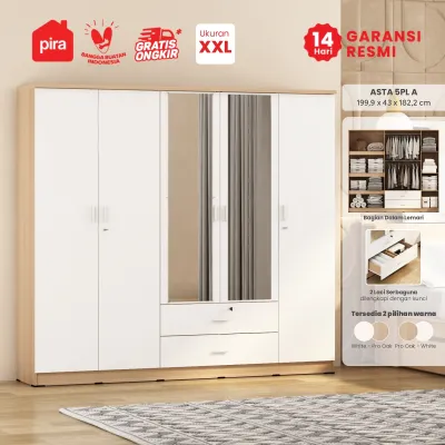 PIRA METROPOLIS OX - ASTA 5PL A Lemari Pakaian 5 Pintu dengan 2 Laci / Lemari Baju
