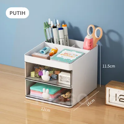Inaso Rak Laci Organizer Meja Pensil Tempat Penyimpanan Make Up Kotak Laci Kosmetik Desktop Alat Tulis Kerja kelinci gesper kotak penyimpanan multi-fungsional/kotak penyimpanan desktop HSB661