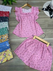 Set đồ bộ ngắn cánh tiên kèm quần đùi chất liệu lụa hàn mềm mại họa tiết siêu xinh freesize dưới 57kg (SHOP GIAO GIỐNG MÀU HOA NGẪU NHIÊN)