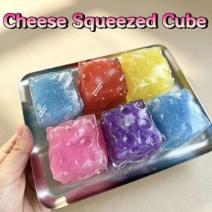KEND Moldable Cheese Squeezed Cube Super Soft Non Rebound Fidget Toy Creative Comfortable Cheese Squishy Toy Office Desk Toy