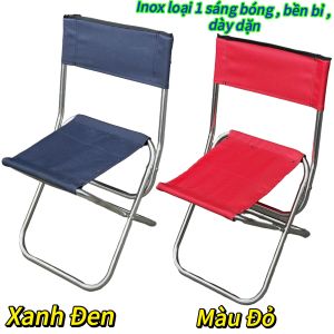 Ghế Xếp Mini Gấp Gọn INOX Cao Cấp Có Tựa Lưng - Phong Cách Đi Du Lịch Cắm Trại