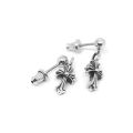 Chrome Hearts Sterling Silver 925 เครื่องประดับเงินแท้ ต่างหู Cross Baby Fat Small Drop Earring Code:CED033. 