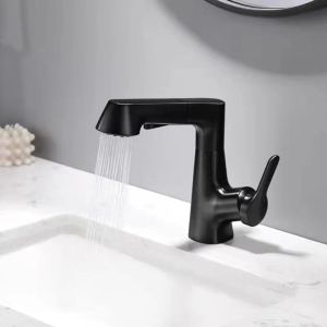 SUS304 stainless lavatory faucet Steel Bathroom Wash Sink Faucet Basin Tap Faucet telescopic nozzle cleaning dual mode mixed sink faucet bathroom lifting function cold and hot faucet