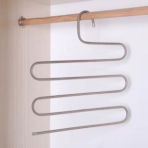 SOLID HOME Stainless Steel Multifunctional S Shape Clothes Hanger 5 Layer Pants Hanger Towel Hanger