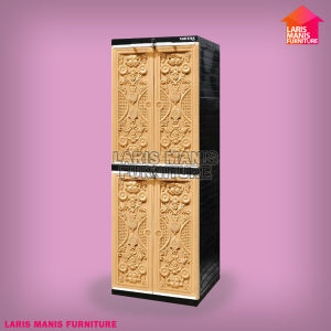 LEMARI PAKAIAN PLASTIK SUSUN 4 KUNCI TABITHA JEPARA MOTIF KAYU JEPARA FULL DENGAN KUNCI LEMARI ELEGANT 2 PINTU