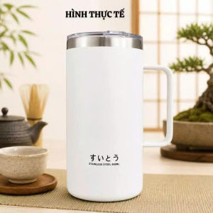 Cốc trà giữ nhiệt Japan Inox 304 dung tích 600m có nắp đậy hàng nhập bãi chưa qua sử dụng