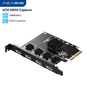 Acasis AC4HDMI 4 Channel HDMI Capture Card Single Card 4 Inputs Multi Card Expandable to 12 Channels 1080P60FPS PCIe Low Latency for Live Streaming Conference Multi Camera Setup