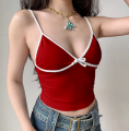KILY.PH V-Neck Coquette Top Two-Toned Trending Ribbon String Sando Top Womenswear Fit 6A0337. 