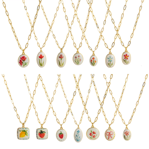 Unique Oval Flower Charm Necklace Adjustable Length Collarbone Chain Lightweight Copper Versatile Alloy