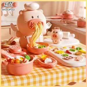 SKISOPGO Creative Kids Clay Toy Set Pig Chef Noodle Machine DIY Educational Toy Color Clay  Mold Tool Set