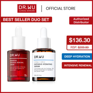 [DR. WU OFFICIAL] Best Seller Duo Set - Mandelik Intensive Renewal Serum 18% 30ml Hyalucmplx Intensive Hydration Serum 30ml (Remove Blackheads Minimize Pores Eliminate Acne Deep Hydrating Repair Skin Barrier)