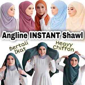 Shawl INSTANT Angline Heavy Chiffon Bertali Ikat MUSLIMAH HIJAB DOMAIN STORE