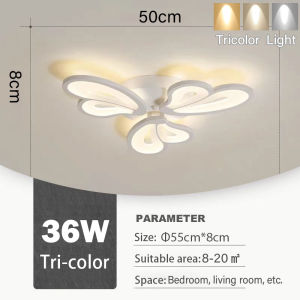 LED Ceiling Light Tricolor Nordic Modern Five-Head Butterfly Shape Light Warm Color Creative Decoration Chandelier for Bedroom Living Room Stairs Dining Decorative