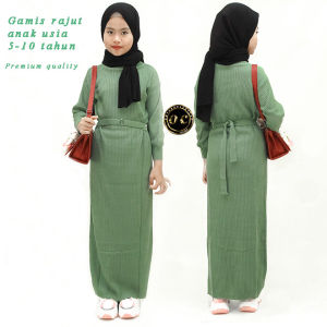 Gamis Anak Umur 8-11 Tahun Bahan Rajut Premium Banyak Pilihan Warna