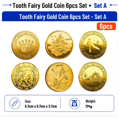 CTD Tooth Fairy Coin Tooth Box Set Children Lucky Commemorative Coins For Filling Teeth Gifts Lost Teeth Kids