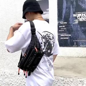 HAOSHUAI New Mens Casual Outdoor Travel Water Resistant Nylon Chest Waist Bag