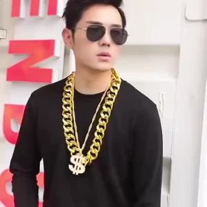 Vòng cổ vàng cớ lớn phong cách HipHop dây chuyền nhựa đại gia làm đạo cụ biều diễn quà tặng LyLy