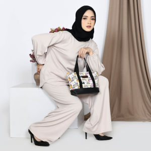 Tote Bag Wanita Korea Desain Polkadot/Katun Motif Modern - Tas Bahu Premium Custom