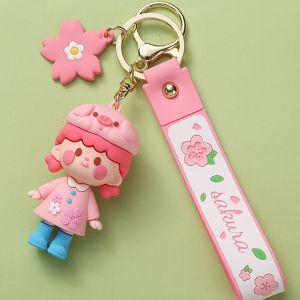 ALENADAY - Gantungan Kunci Boneka Wanita Sakura Merah Lucu Mobil Motor Tas & Pintu Rumah Mewah KEY15