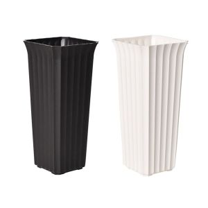 SIGNET Black White Flower Vase Vertical Stripes Design Plastic Desktop Decor Ornament INS Style Nordic Style Plant Pot Home Decor