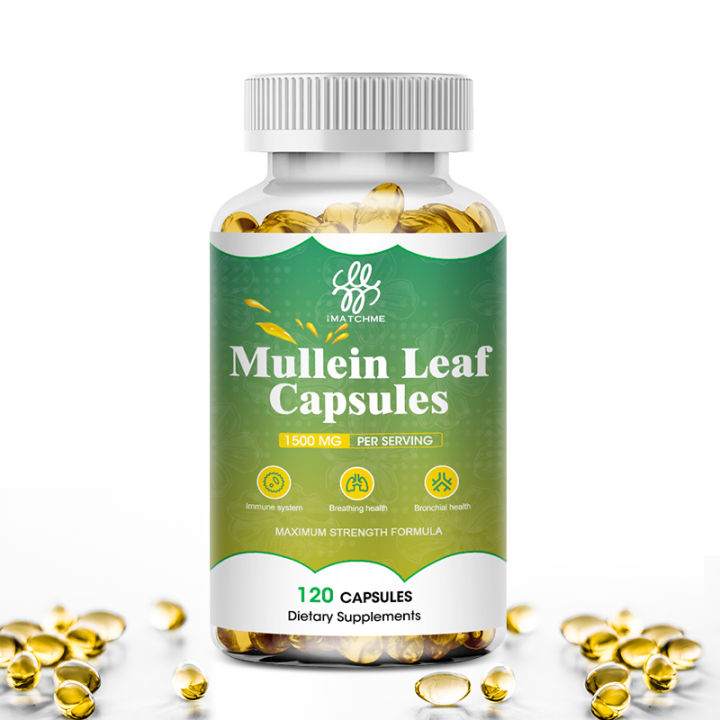 Mullein Leaf Capsules 1500mg for Support Digestive & Respiratory ...