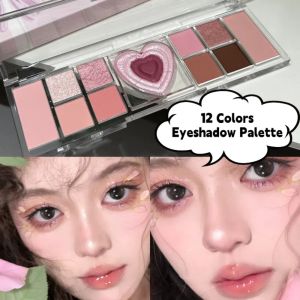 JDTYJDT Makeup Tool 12Colors Eyeshadow Palette Glitter Blusher Love Heart Makeup Dispensing Box Colorful Long Lasting Blusher Highlight Palette Women Gift