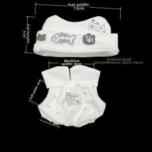 BESTITIT 10/20cm Bộ quần áo búp bê bằng vải cotton Phong cách Punk Đen và Trắng Trang phục hóa trang mèo con Siêu dễ thương Không có thuộc tính Quần áo thay thế cho búp bê Dùng để thay thế búp bê