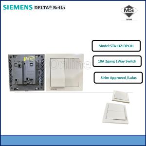 SIEMENS SERIES 2GANG 1WAY PVC SWITCHES  SIRIM APPROVED (5TA13213PC01)