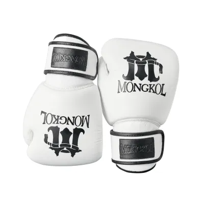 [SG Stock] Mongkol BGM10 Muay Thai Gloves Boxing Gloves | Premium Leather | Black White Vanilla
