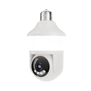 Hisee 8MP 4K HD Resolution Dual Screens Indoor PTZ 360 Rotatable wireless E27 Bulb CCTV Camera AI humaniod detection
