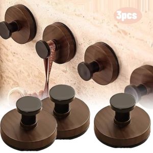 1/3Pcs Suction Cup Hooks Walnut Keys Decor Hook Cabinet Drawers Handle Kitchen Bathroom Organizer