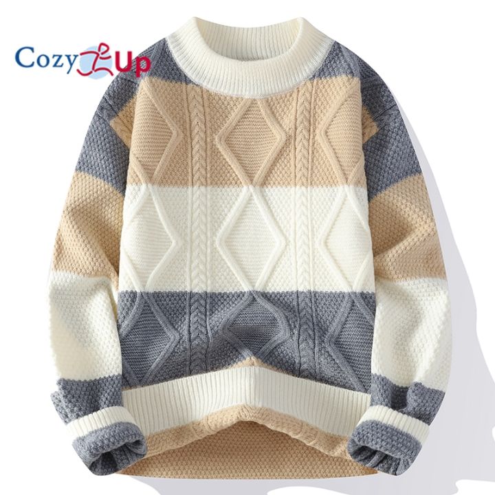 Cozy Up Men Vintage Cable Knit Sweater Casual Oversized Pullover Lazada PH
