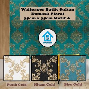 HT Wallpaper Foam 3D Batik Sultan Motif Damask Floral Wall Paper Dinding Aluminium Foil