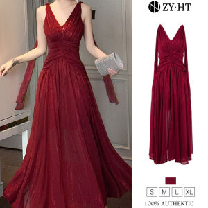 ZYHT EraVogue Váy nữ Váy đỏ Váy hình chữ A Váy cổ chữ V Váy công sở Váy Hiso Váy cổ điển Váy công sở Váy dự tiệc Váy dạ hội 50895