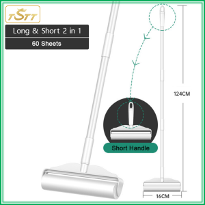TSTT Lint Pet Hair Remover Roller Brush Long Handle Retractable Floor Roller Sticker Tearable Clothes Bed Sheet Dust Hair Removal Brush
