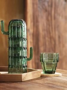 LZD  Cactus Glass Cup Set Drinking Water Household Good-looking Cup Creative ins Wind Stackable Cup Set Sets of Tea Cups