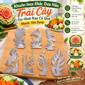 Bộ 7 Món Khuôn Inox Tạo Hình Rau Củ Trái Cây Khắc Dưa Hấu Nhanh Tiện Lợi - Bộ Khuôn Nhấn Cắt Tỉa Hoa Quả PVN9546