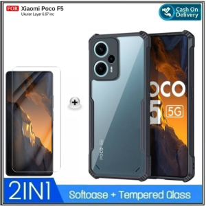 Bisa ( COD ) NO RING 2IN 1 Soft Case POCO F5 X5 PRO 5G X3 PRO Soft Hard Casing + Tempered Glass