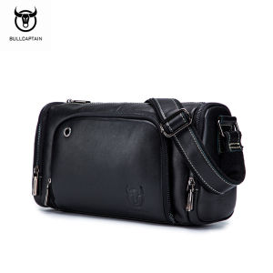 BULLCAPTAIN New Leather Shoulder Bag Mens Casual Sports Crossbody Bag Large Capacity
