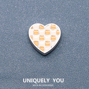 Metal jibbitz crocs charm crocs Shoe Buckle Shoe Accessories metal Plaid Heart Fashion Shoes Accessories