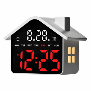 MENGJIEE Night Light LED Alarm Clock Minimalist House Shaped Digital Table Clock Simple Brightness Adjustment Electronic Clock Bedside Decoration