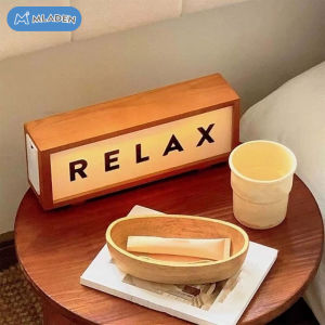 MLADEN Wooden Acrylic Night Light Warm Light Premium Material Bedside Desk Decor Hiasan Bilik Tidur