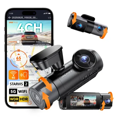 Vantrue N5S 4-Channel 360° 2.7K Dash Camera for CarSTARVIS 2IR Night VisionVoice ControlWiFiGPS24H Parking Mode